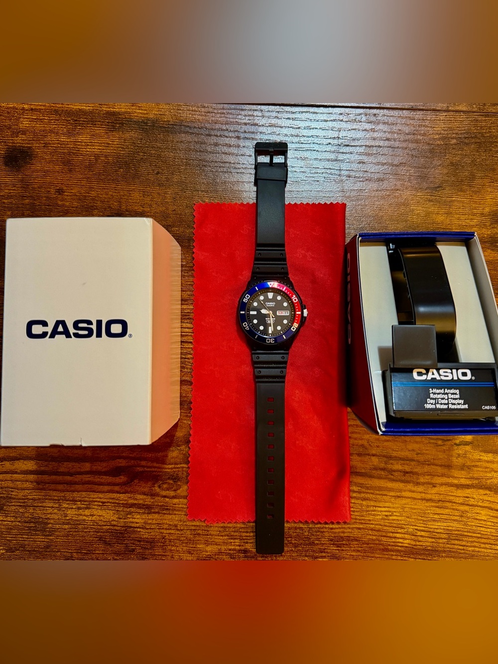 Casio GMT PEPSI DIVER Men's Black Watch with Blue and Red Bezel